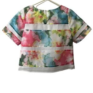 NWT Worthington Tie Dye‎ Spring Floral Top PS